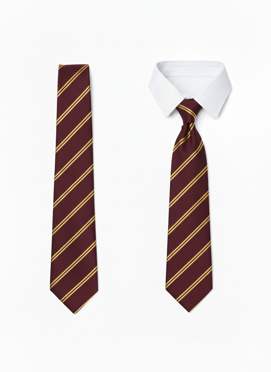 Primary School Tie - Maroon/Gold Stripe