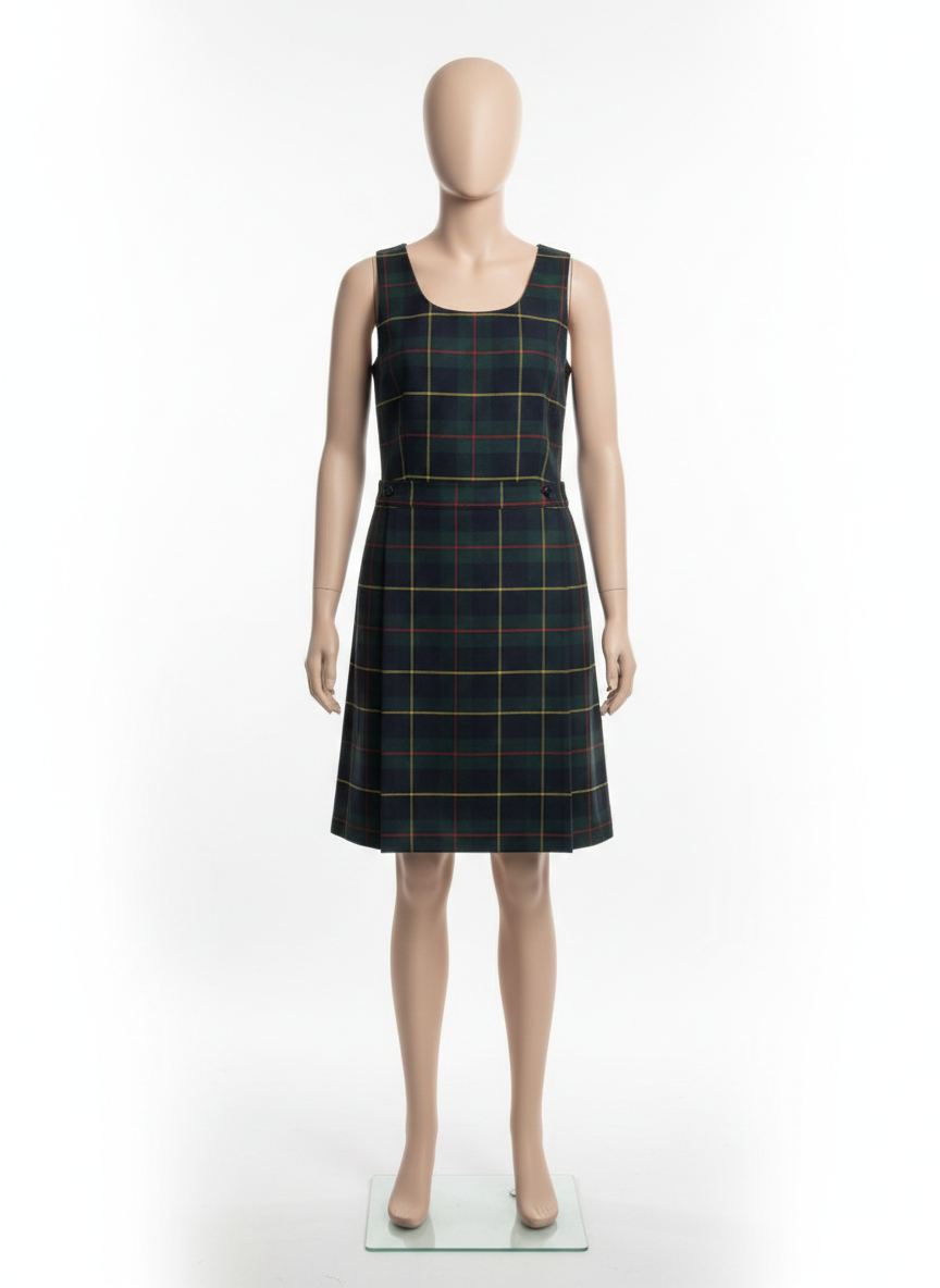Secondary Pinafore - Green Tartan
