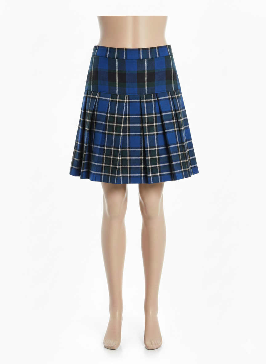 Secondary School Skirt - Blue Tartan