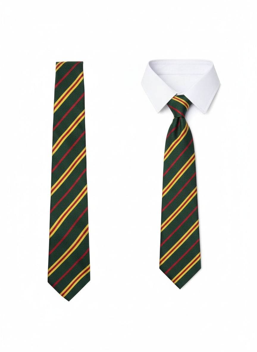 School Tie - Green/Yellow/Red Stripe